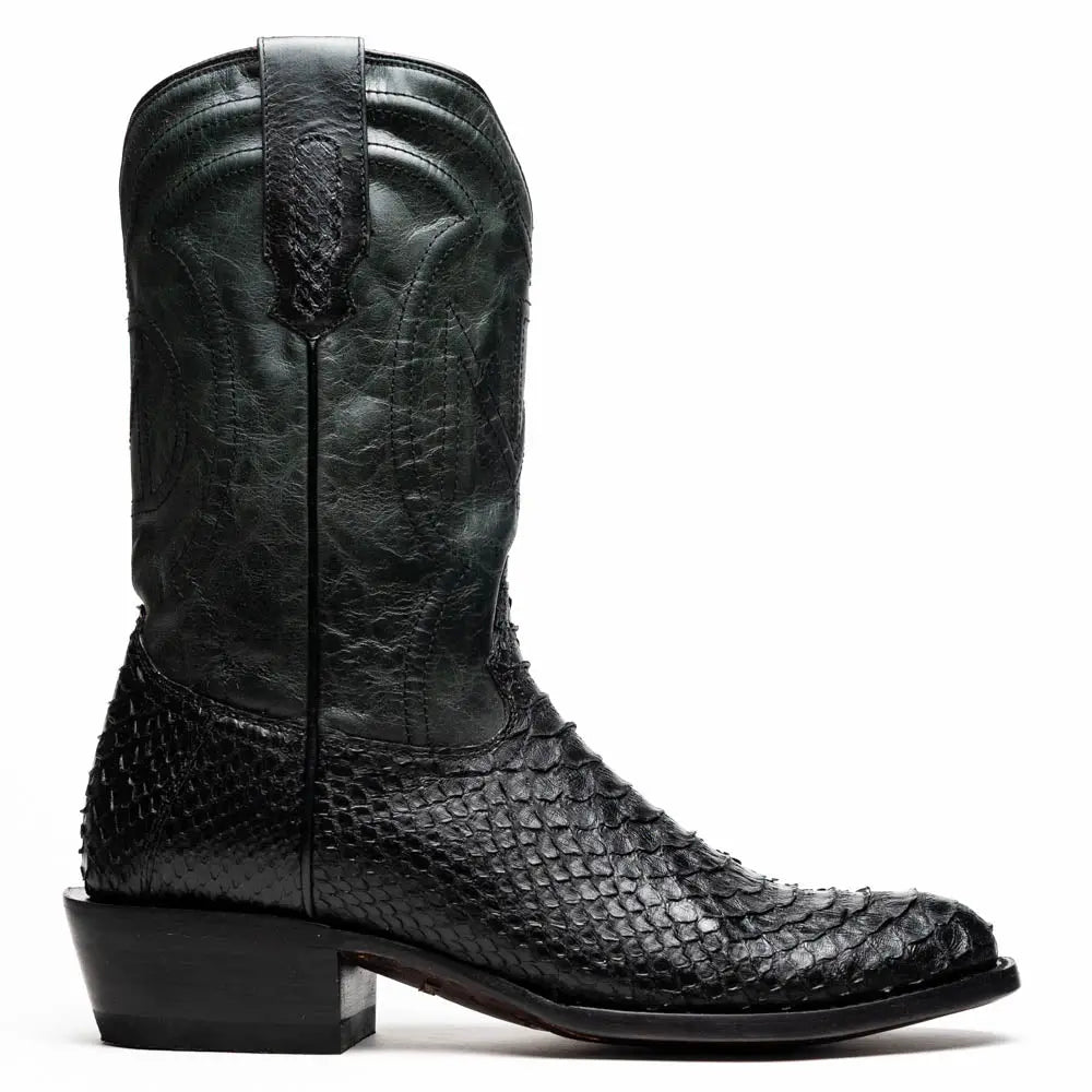 Marco Di Milano Kansas Black Genuine Python Cowboy Boots