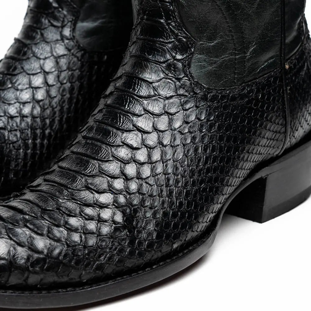 Marco Di Milano Kansas Black Genuine Python Cowboy Boots