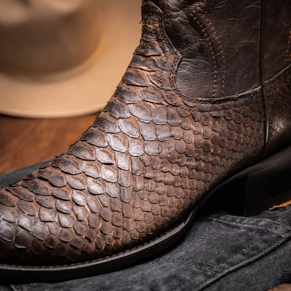Marco Di Milano Kansas Brown Genuine Python Cowboy Boots