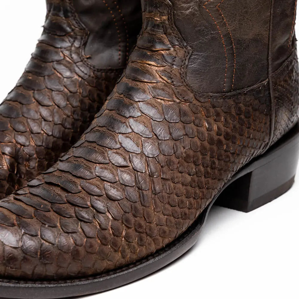 Marco Di Milano Kansas Brown Genuine Python Cowboy Boots
