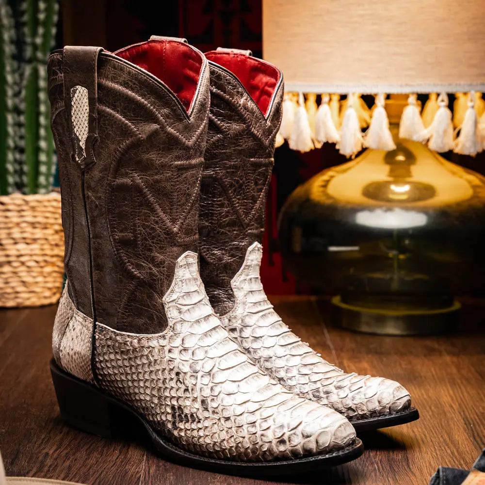 Marco Di Milano Kansas Natural Genuine Python Cowboy Boots