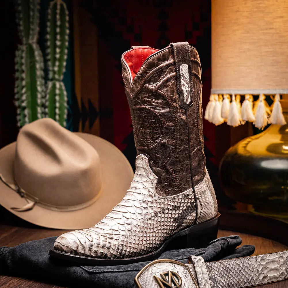 Marco Di Milano Kansas Natural Genuine Python Cowboy Boots