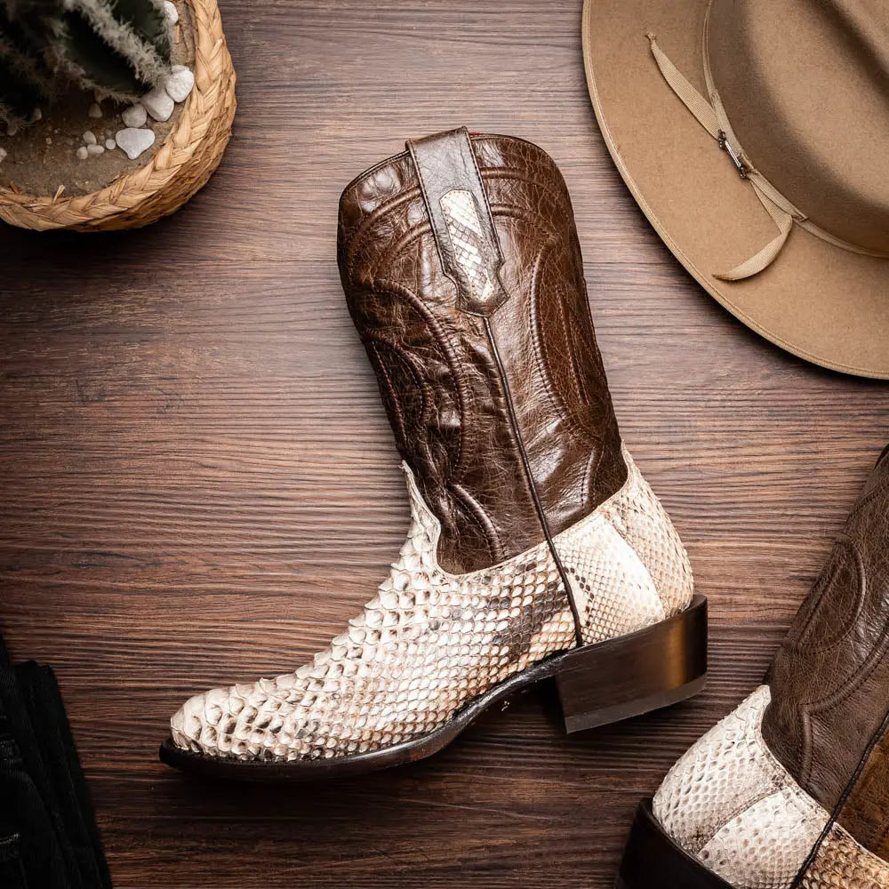 Marco Di Milano Kansas Natural Genuine Python Cowboy Boots