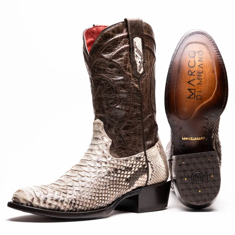 Marco Di Milano Kansas Natural Genuine Python Cowboy Boots