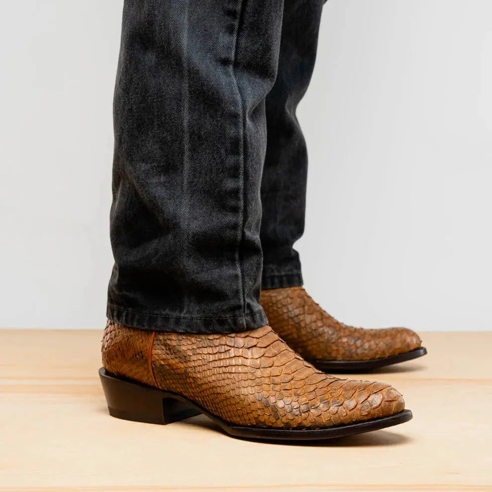 Marco Di Milano Kansas Cognac Genuine Python Cowboy Boots