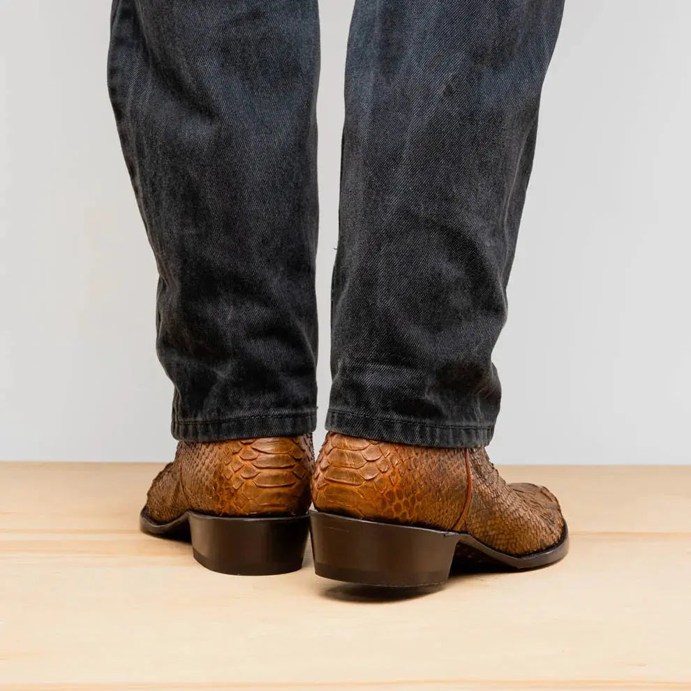 Marco Di Milano Kansas Cognac Genuine Python Cowboy Boots