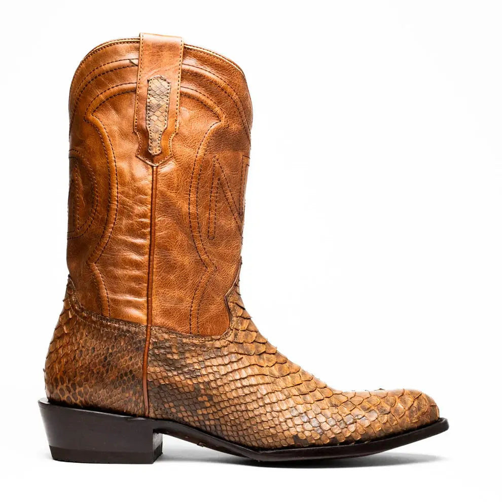 Marco Di Milano Kansas Cognac Genuine Python Cowboy Boots