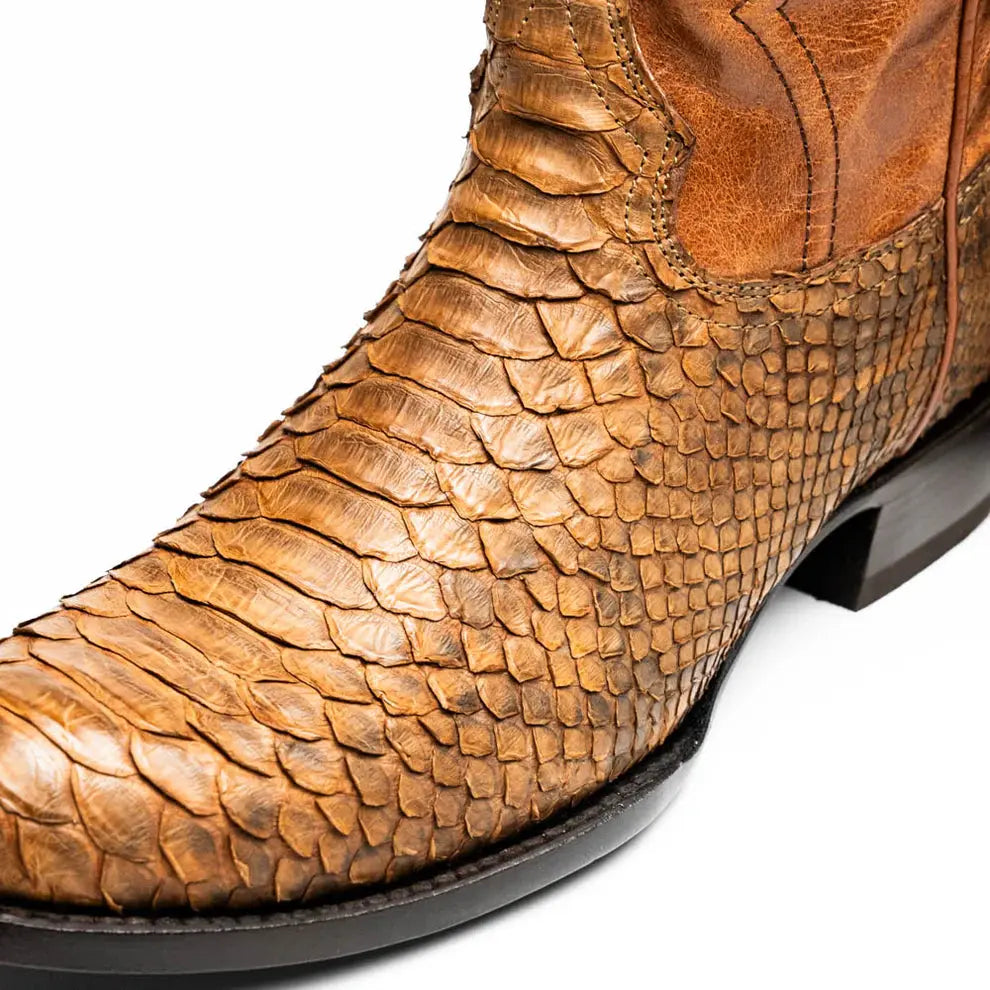 Marco Di Milano Kansas Cognac Genuine Python Cowboy Boots