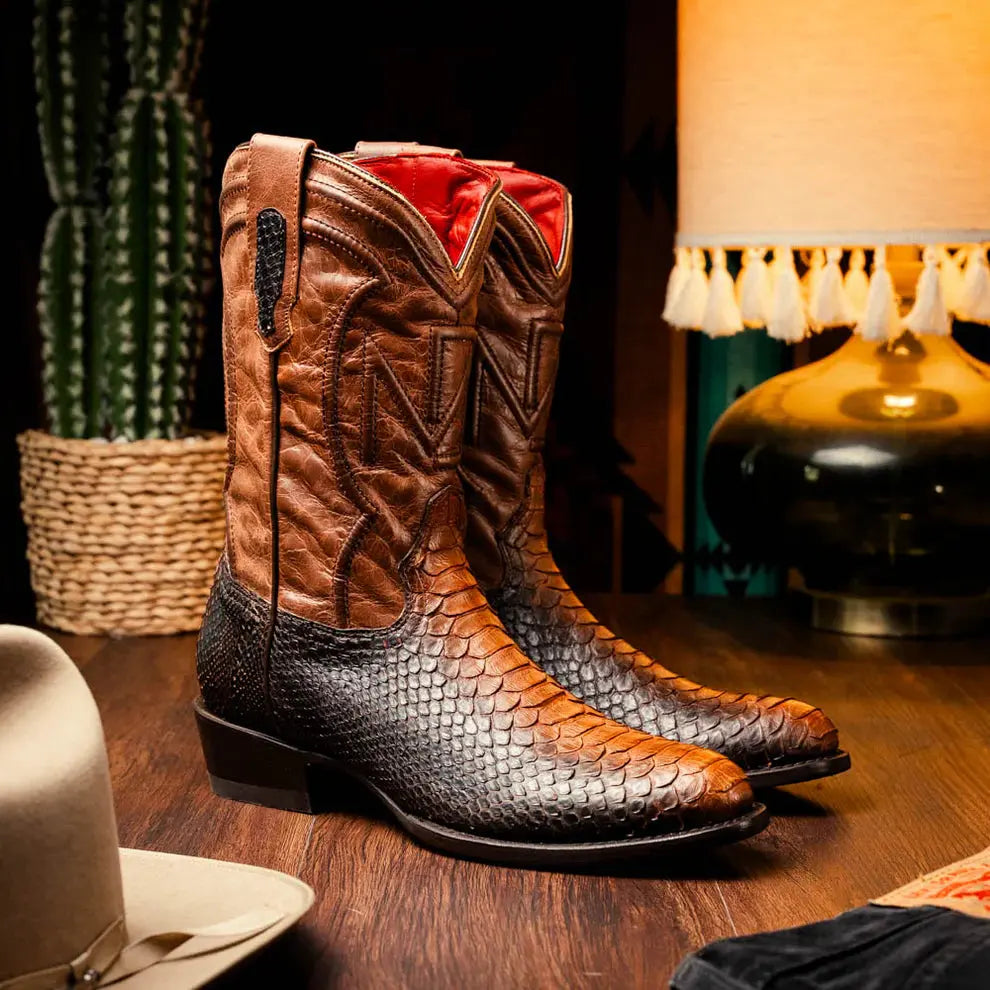Marco Di Milano Kansas Lisboa Genuine Python Cowboy Boots