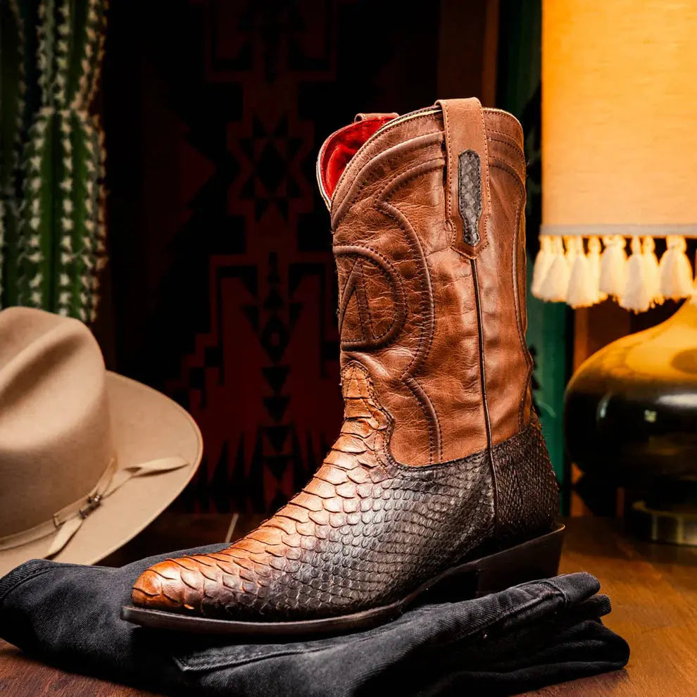 Marco Di Milano Kansas Lisboa Genuine Python Cowboy Boots