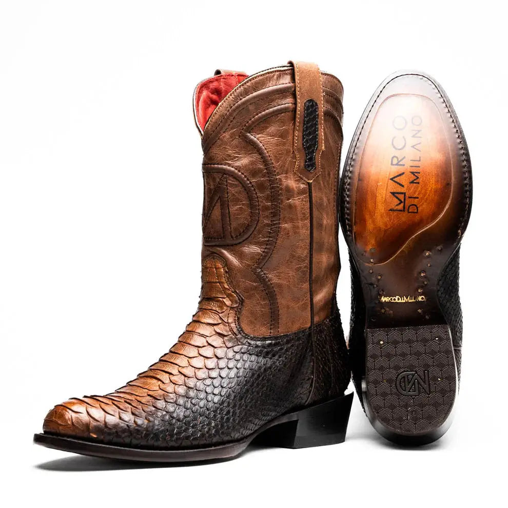 Marco Di Milano Kansas Lisboa Genuine Python Cowboy Boots