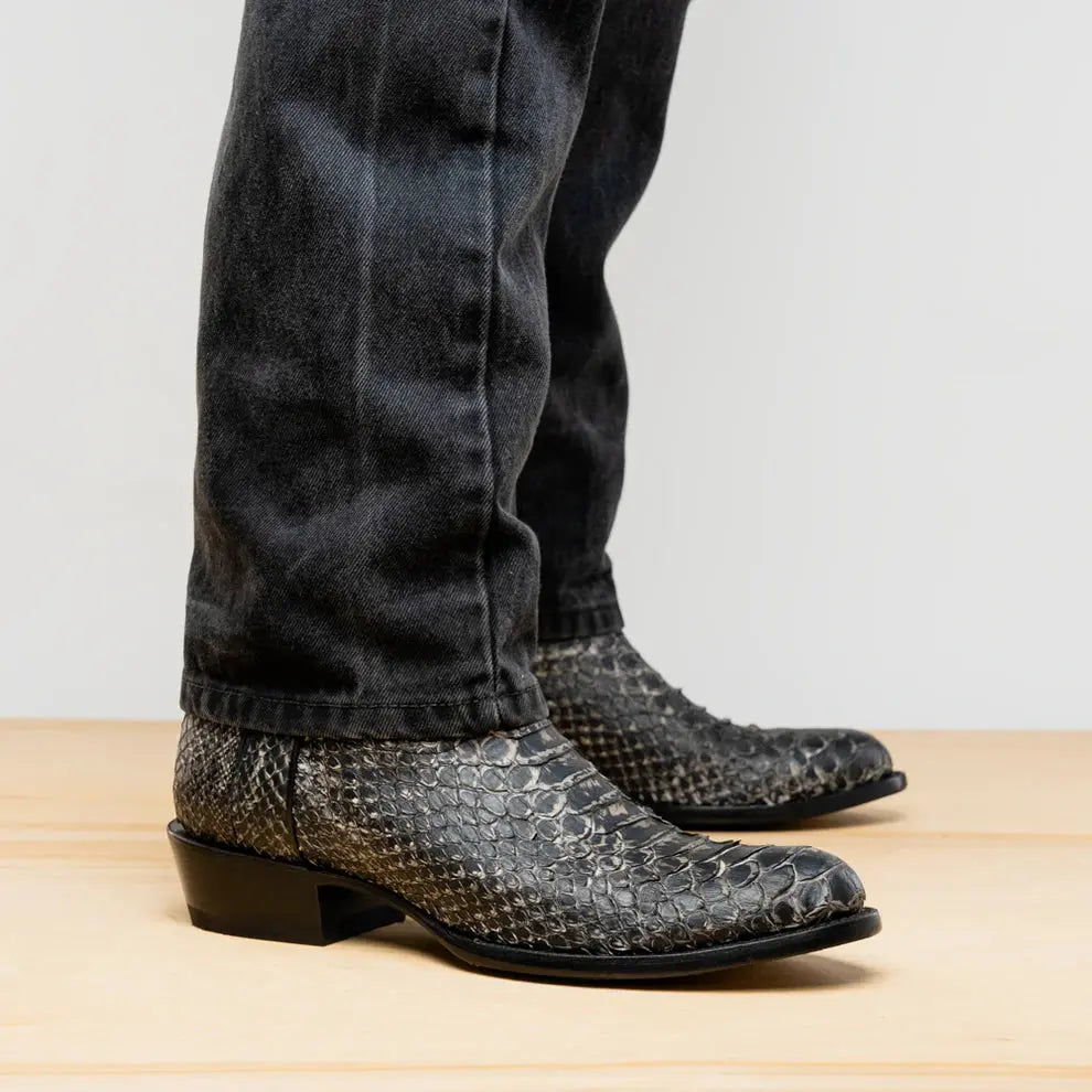 Marco Di Milano Kansas Stone White Genuine Python Cowboy Boots