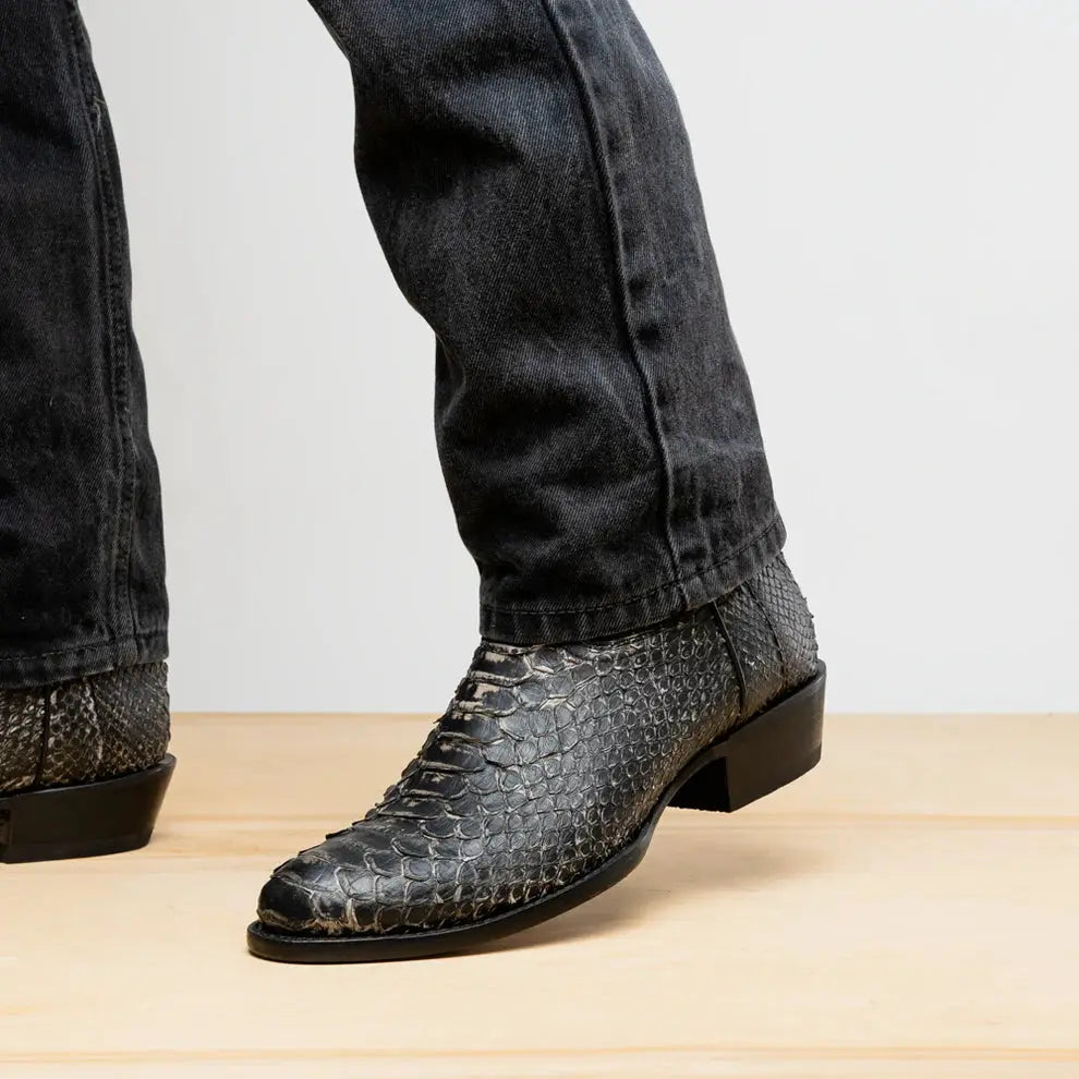 Marco Di Milano Kansas Stone White Genuine Python Cowboy Boots