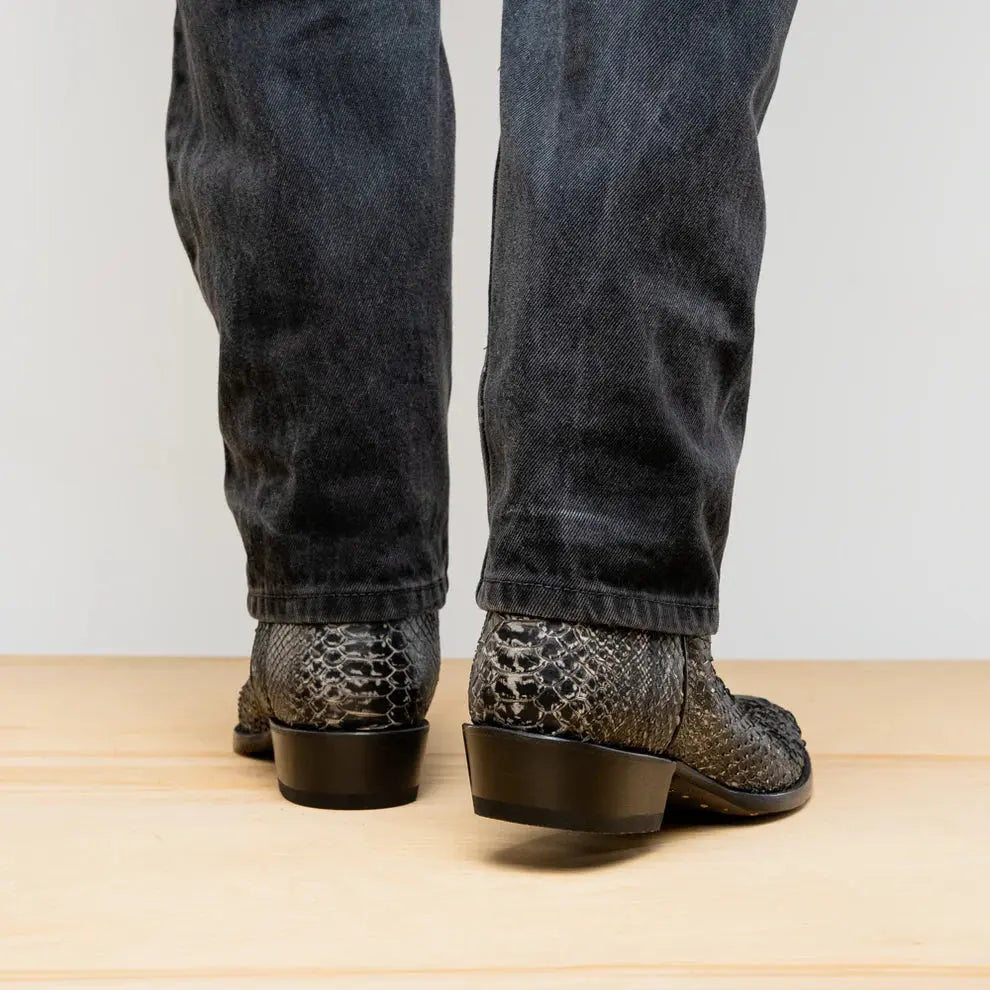 Marco Di Milano Kansas Stone White Genuine Python Cowboy Boots