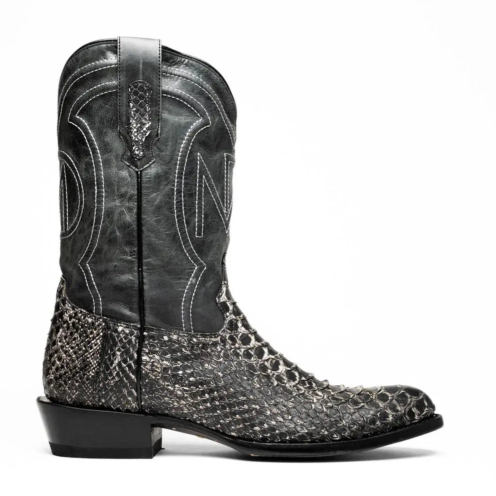 Marco Di Milano Kansas Stone White Genuine Python Cowboy Boots