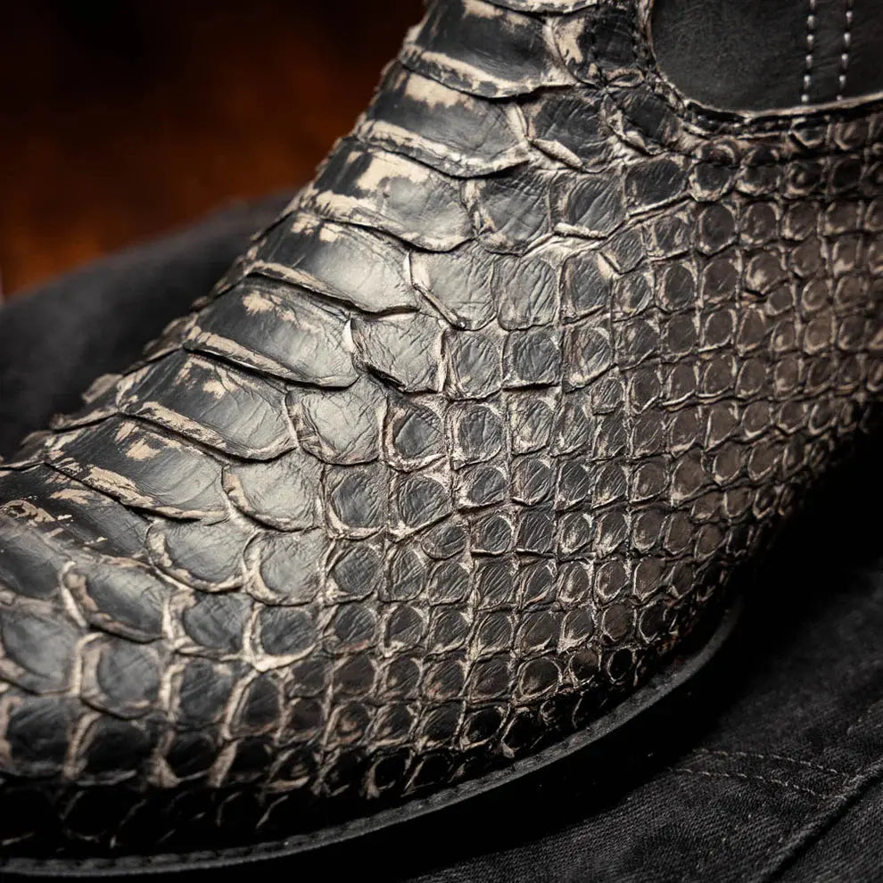 Marco Di Milano Kansas Stone White Genuine Python Cowboy Boots