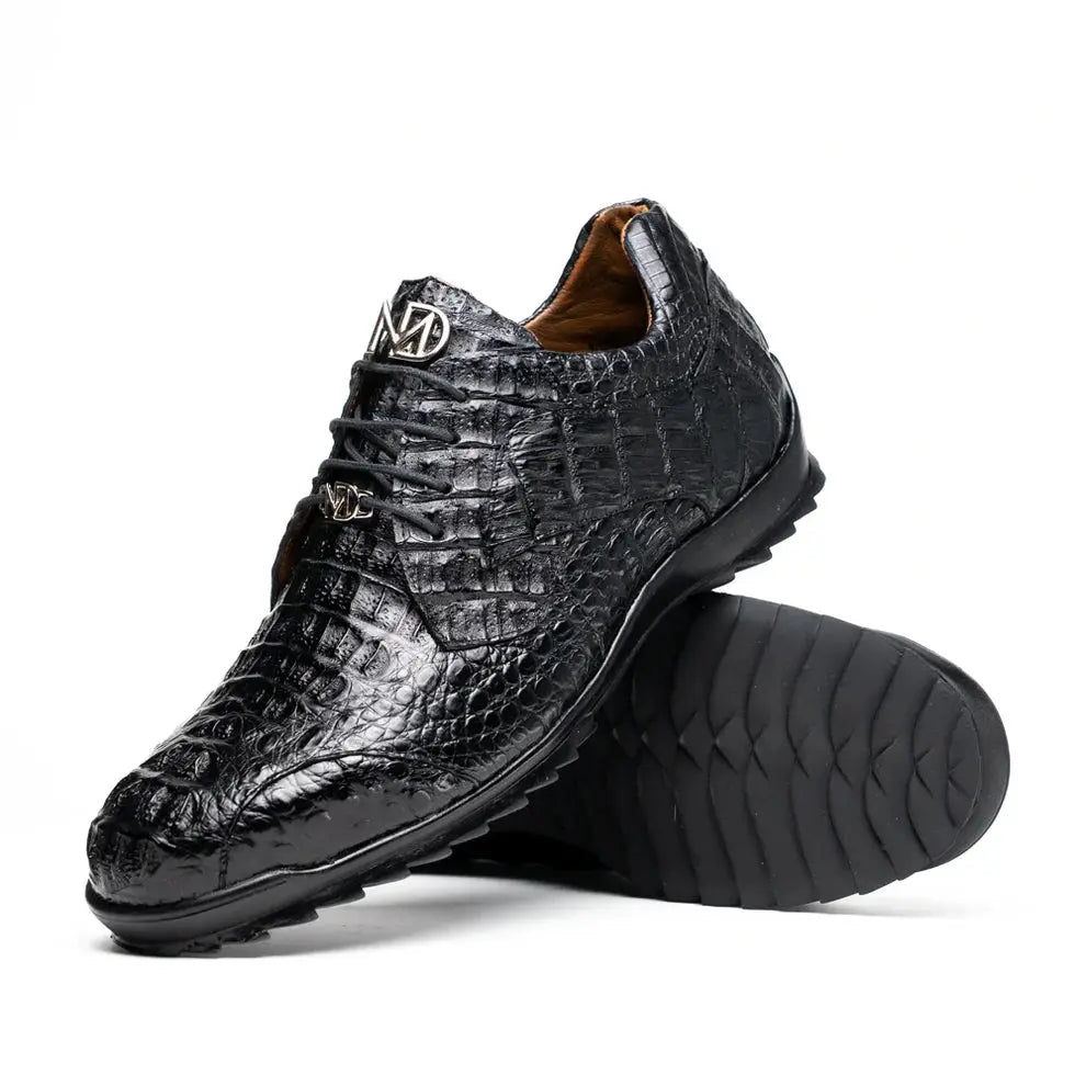 Marco Di Milano Kratos Black Genuine Caiman Crocodile Sneakers