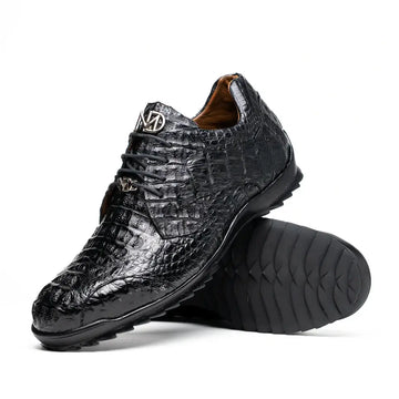 Marco Di Milano Kratos Black Genuine Caiman Crocodile Sneakers