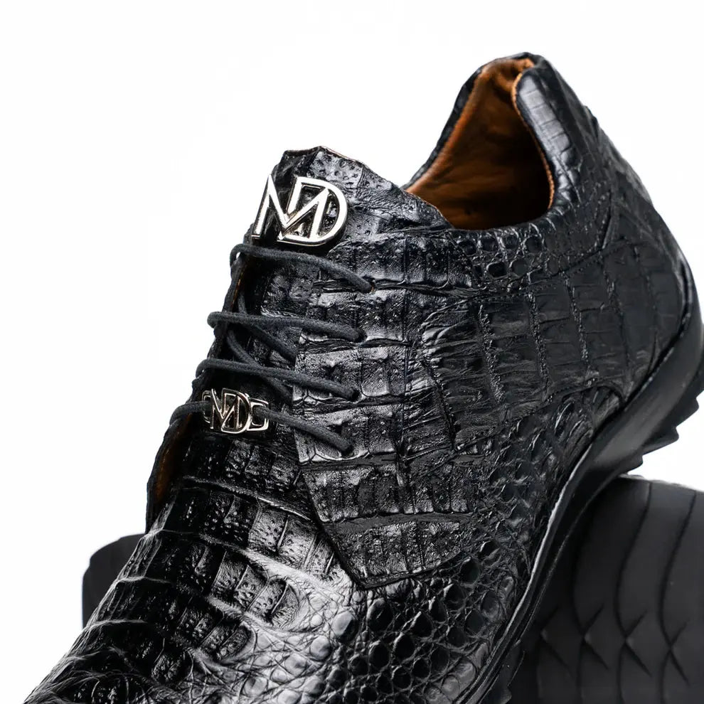 Marco Di Milano Kratos Black Genuine Caiman Crocodile Sneakers