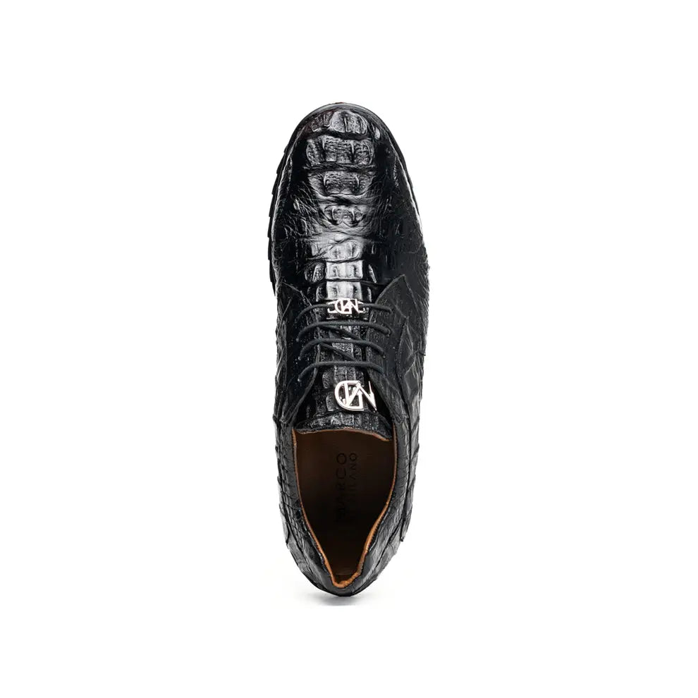 Marco Di Milano Kratos Black Genuine Caiman Crocodile Sneakers