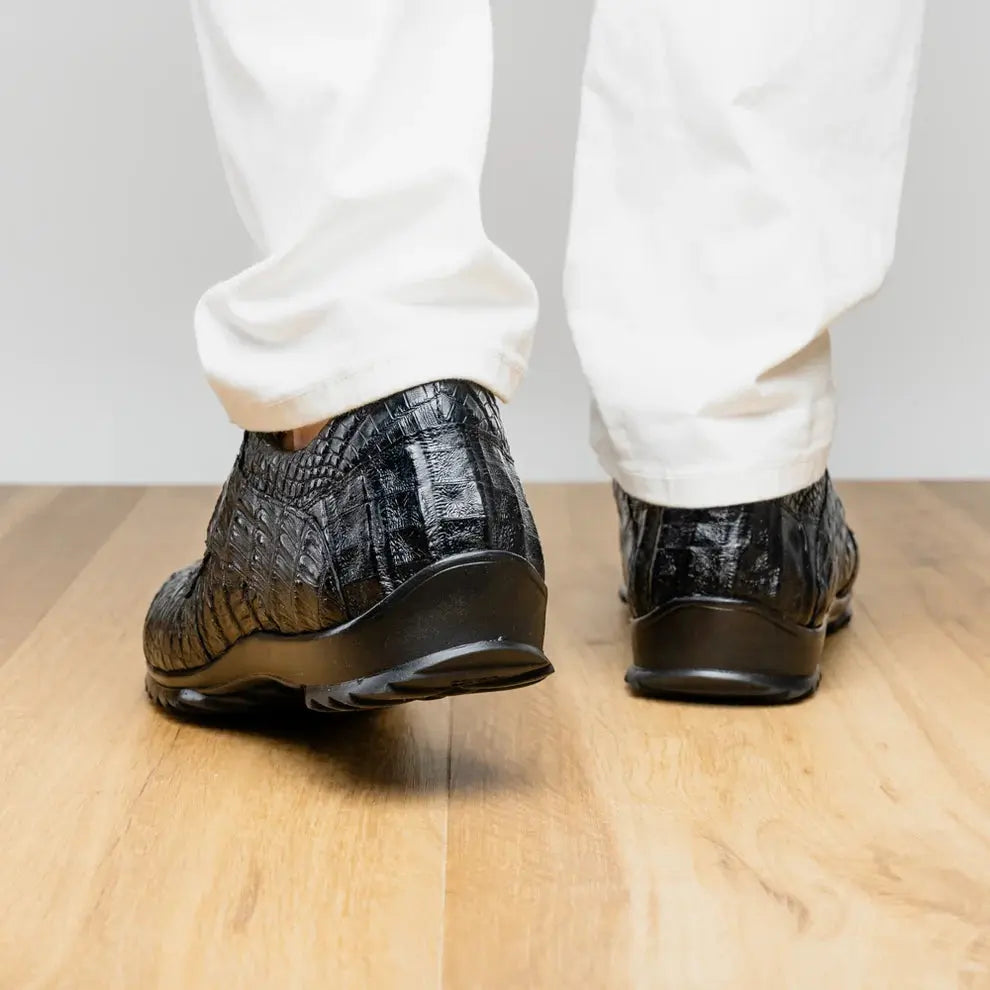 Marco Di Milano Kratos Black Genuine Caiman Crocodile Sneakers