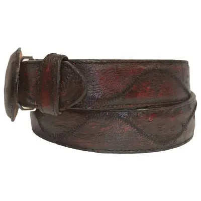 Los Altos C11U1518 Black Cherry Ostrich Zig Zag Cowboy Belt