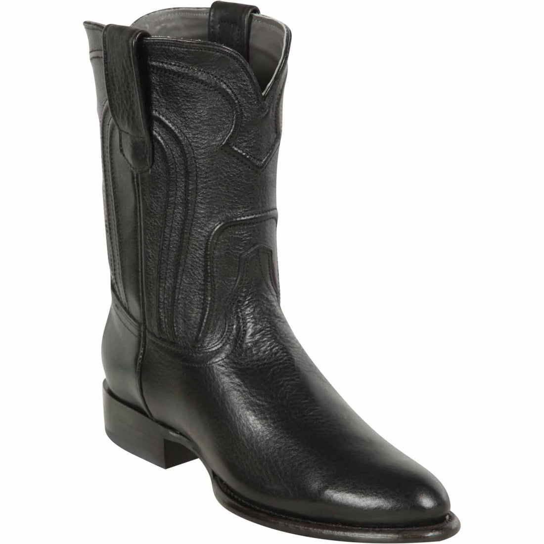 Los Altos 692105 Men's Black Genuine Leather Roper Toe Cowboy Boots