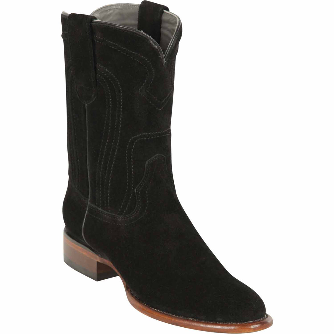 Los Altos 696605 Men's Black Genuine Suede Roper Toe Cowboy Boots