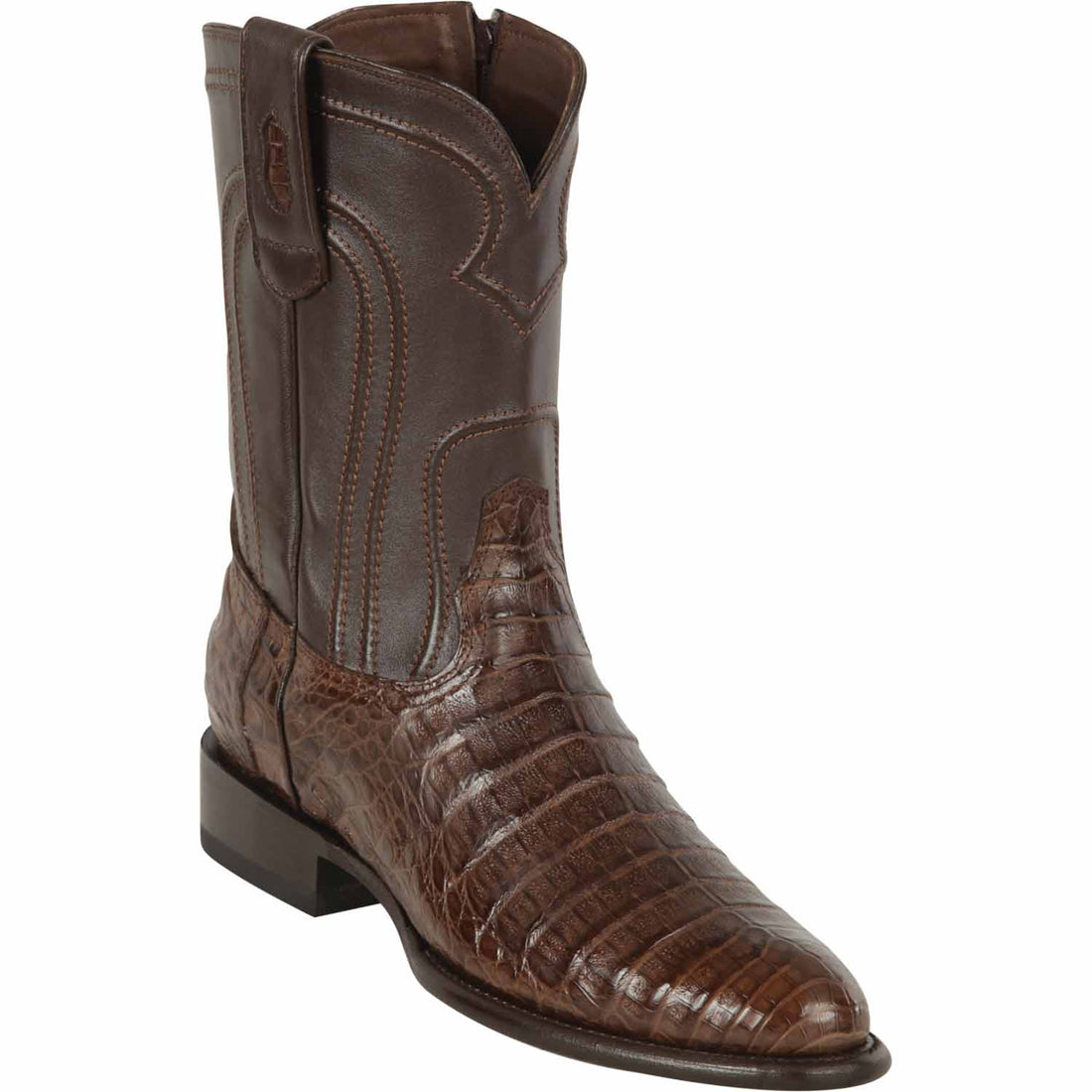 Los Altos 69Z8207 Men's Brown Genuine Caiman Belly Roper Toe Cowboy Boots