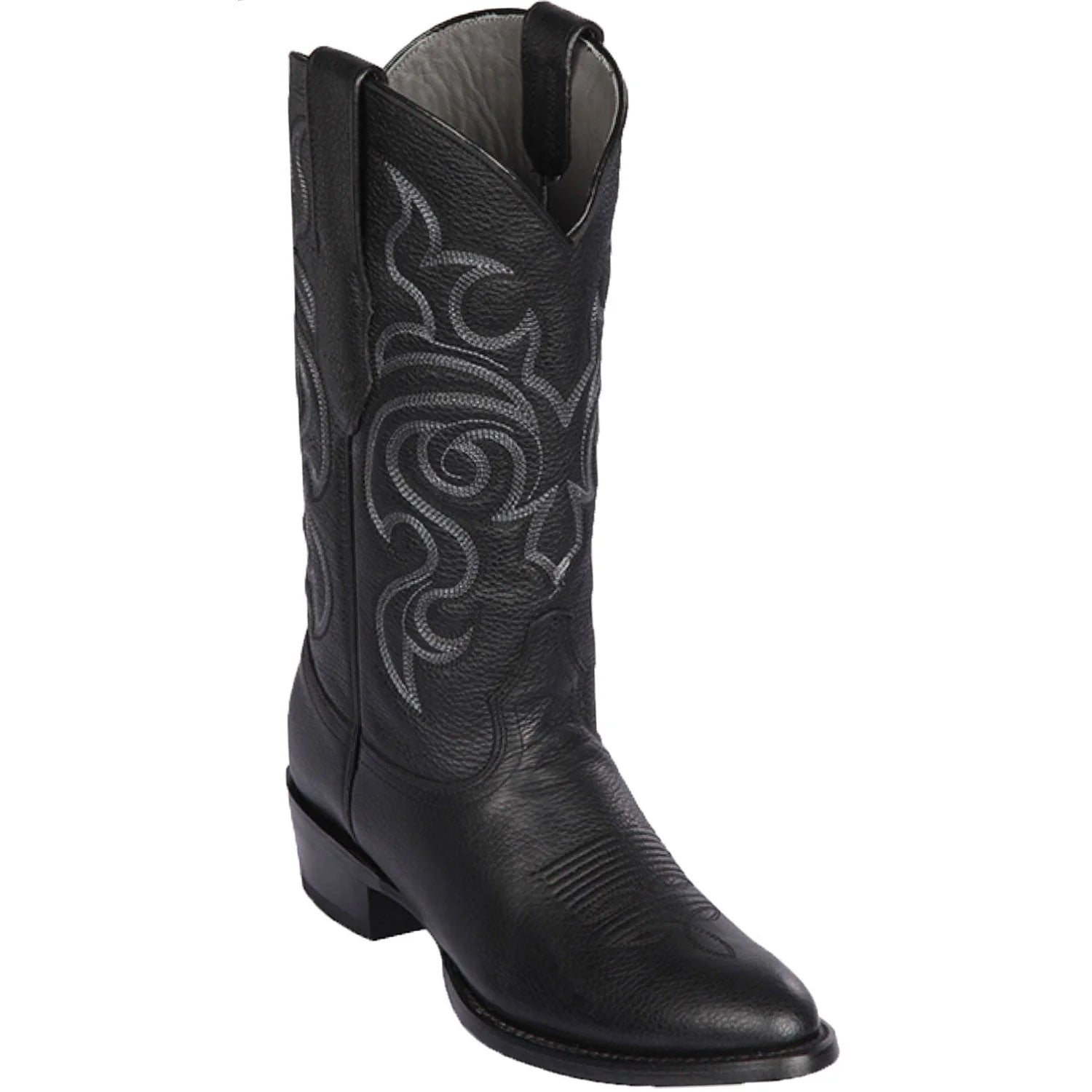 Los Altos 652705 Men's Black Genuine Grisly Round Toe Cowboy Boots