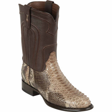 Los Altos 695785 Men's Rustic Brown Genuine Python Roper Toe Cowboy Boots