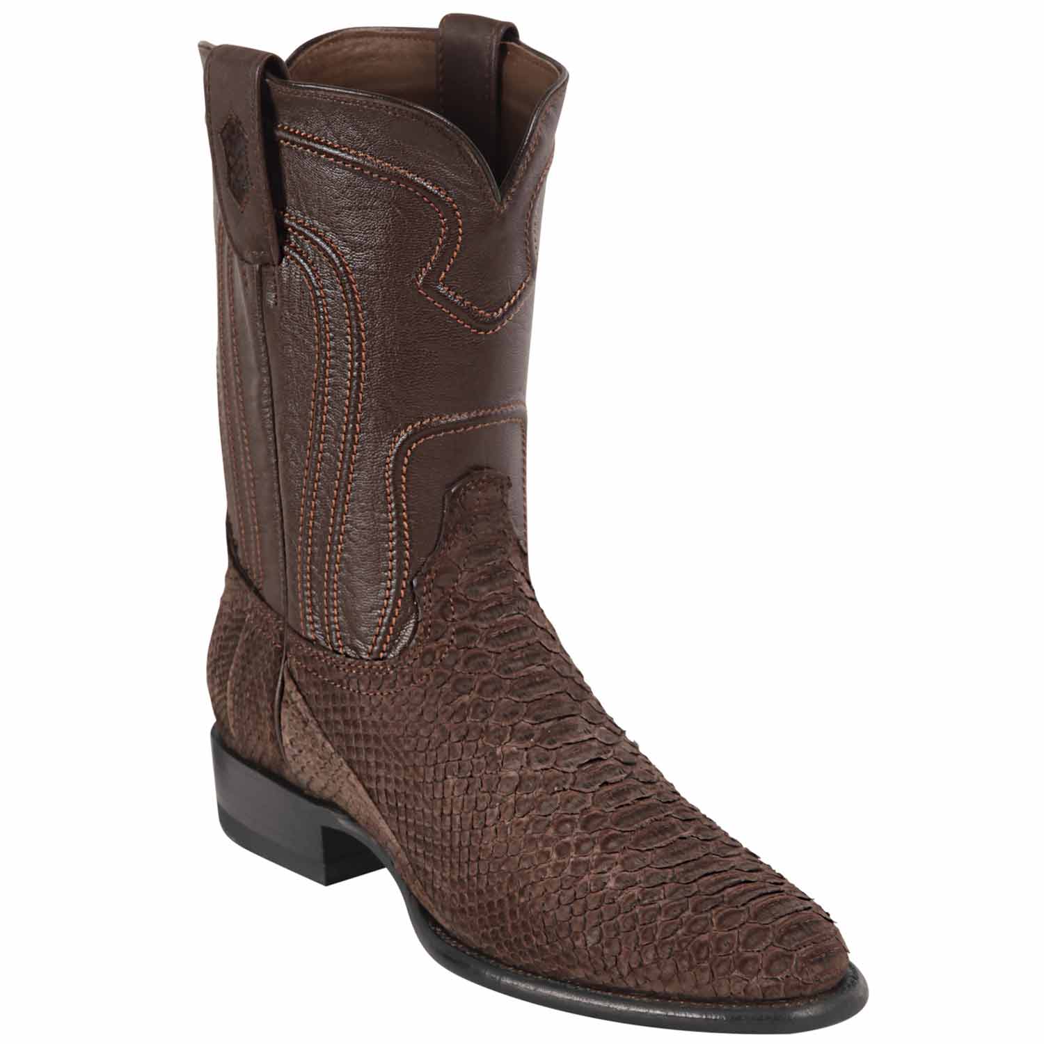 Los Altos 69N5707  Men's Nobuck Brown Genuine Python Roper Toe Cowboy Boots