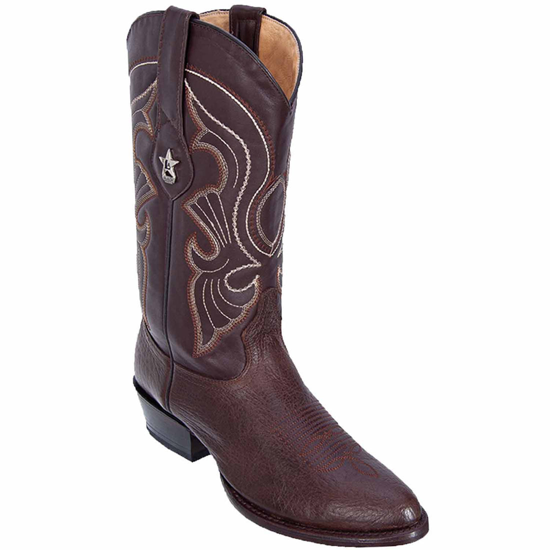 Los Altos 653107 Men's Brown Genuine Bull Shoulder Round Toe Cowboy Boots