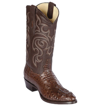 Los Altos 650207 Men's Brown Genuine Caiman Hornback Round Toe Cowboy Boots