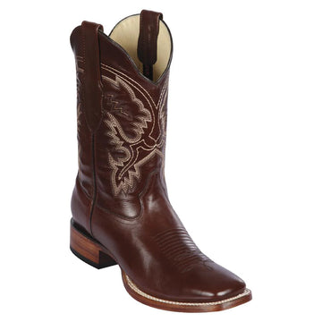 Los Altos 8223807 Men's Brown Genuine Pull up Wide Square Toe Cowboy Boots