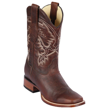 Los Altos 8229940 Men's Walnut Genuine Wide Square Toe Cowboy Boots