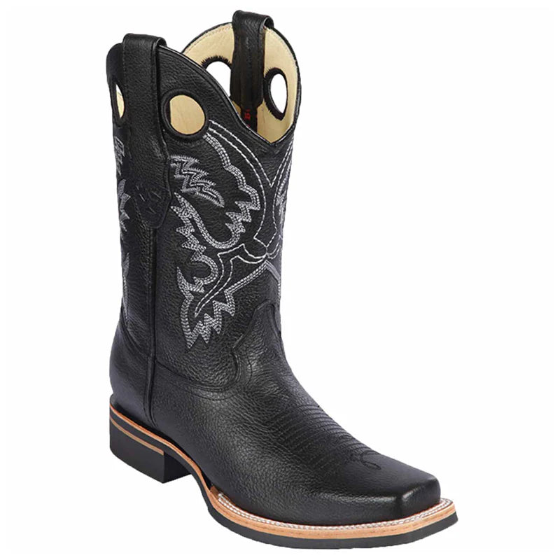 Los Altos 8132705 Men's Black Genuine Grisly Rodeo Boots