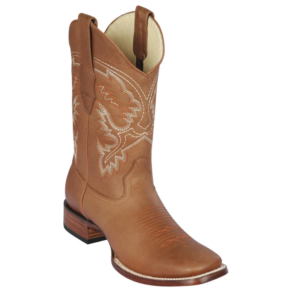 Los Altos 8222751 Men's Honey Genuine Grisly Wide Square Toe Cowboy Boots