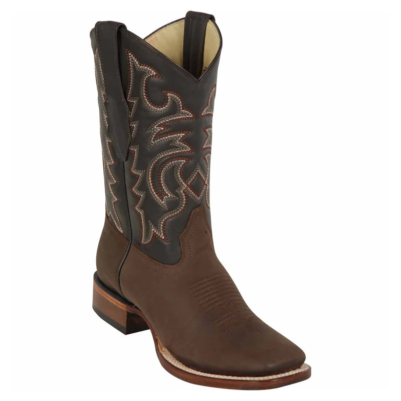 Los Altos 8226207 Men's Brown Genuine Wide Square Toe Cowboy Boots