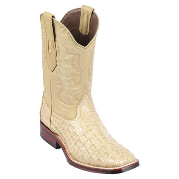 Los Altos 826A1811 Men's Oryx Genuine Caiman Flank Wide Square Toe Cowboy Boots