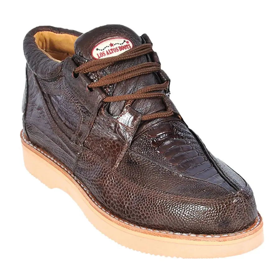 Los Altos ZA050507 Men's Brown Genuine Full Ostrich Leg Casual Shoes