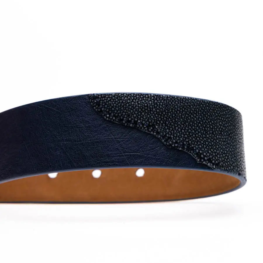 Marco Di Milano Lucca Navy/Black Genuine Ostrich/Stingray Belt