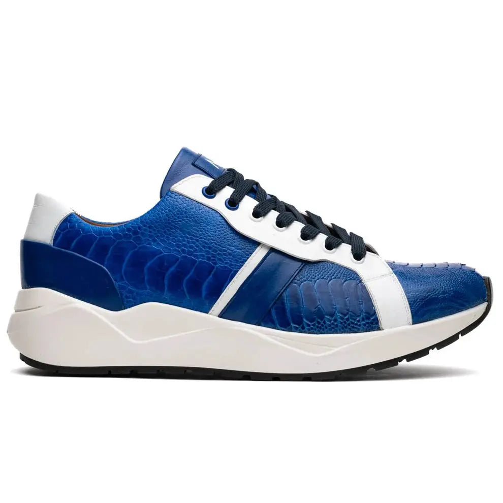 Marco Di Milano Lyon Blue/White Genuine Ostrich Leg Sneakers