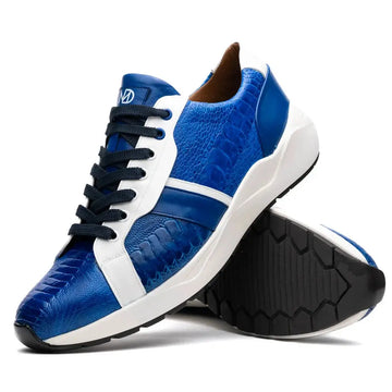 Marco Di Milano Lyon Blue/White Genuine Ostrich Leg Sneakers