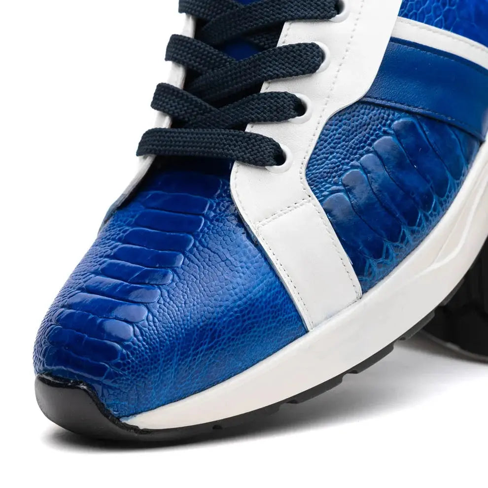 Marco Di Milano Lyon Blue/White Genuine Ostrich Leg Sneakers