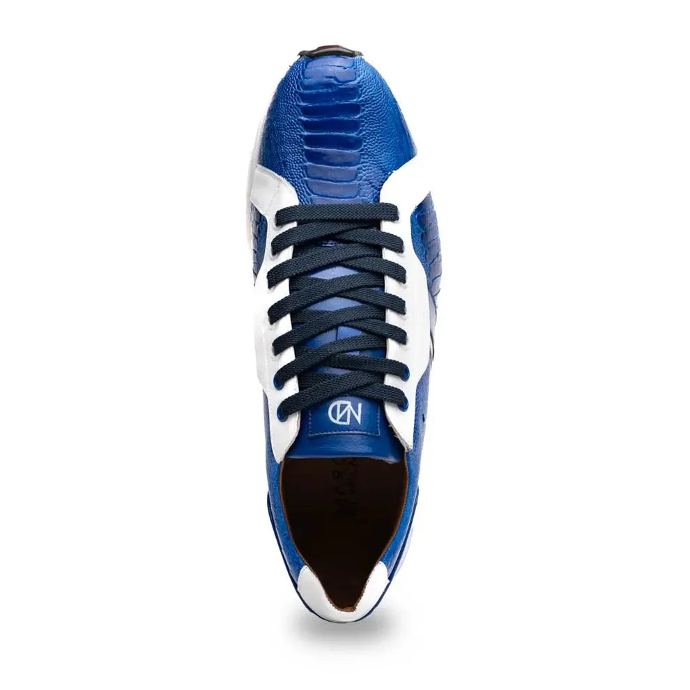 Marco Di Milano Lyon Blue/White Genuine Ostrich Leg Sneakers