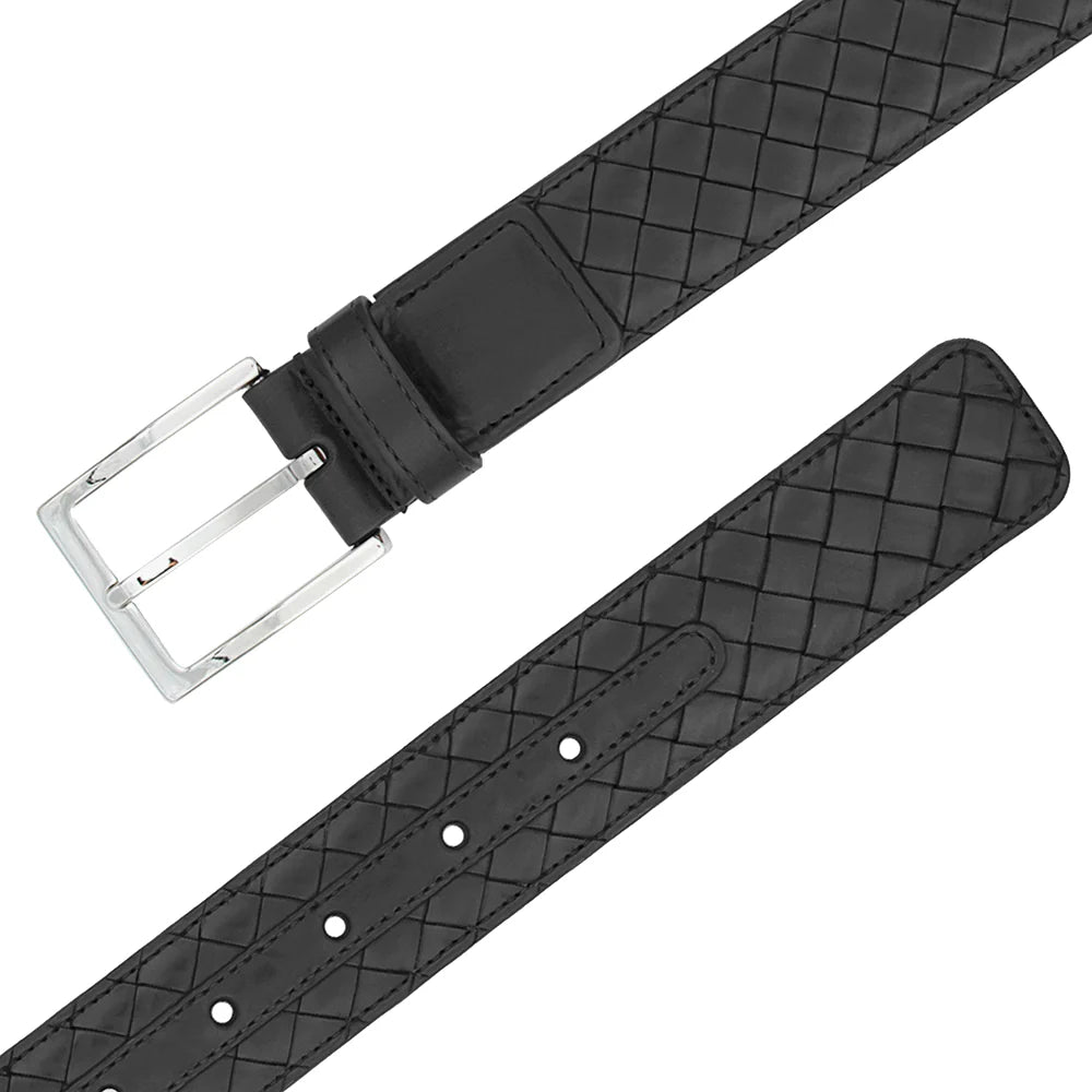 Mezlan AO11528 Black Woven Calfskin Belt