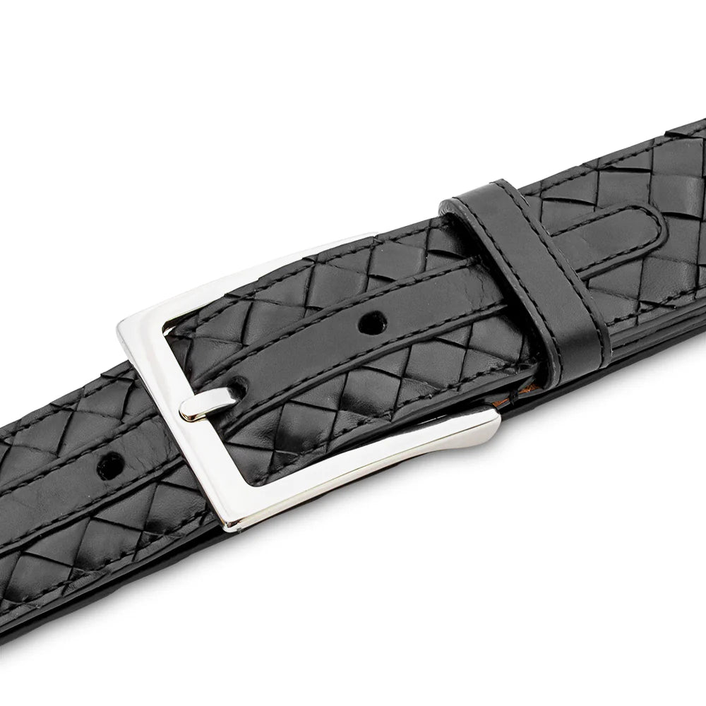 Mezlan AO11528 Black Woven Calfskin Belt