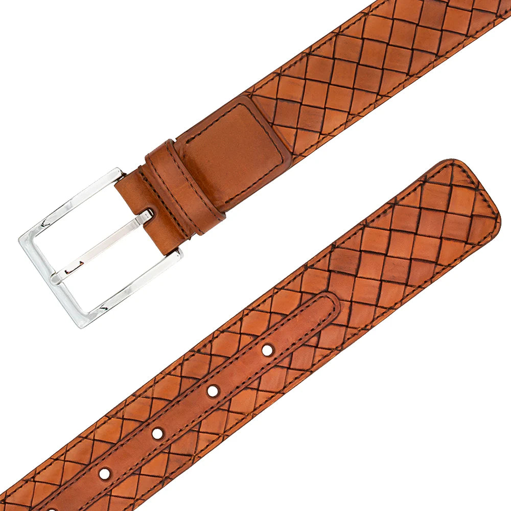 Mezlan AO11528 Cognac Woven Calfskin Belt