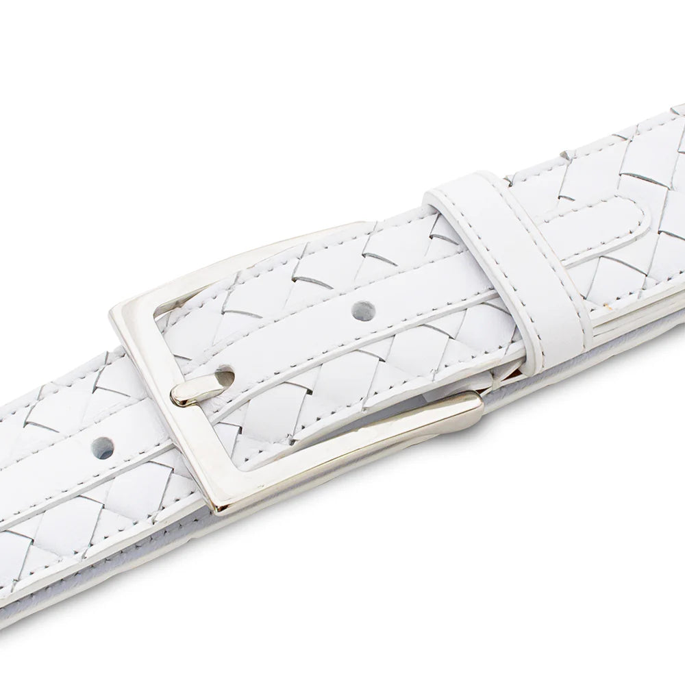 Mezlan AO11528 White Woven Calfskin Belt